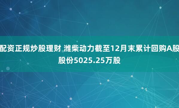 配资正规炒股理财 潍柴动力截至12月末累计回购A股股份5025.25万股