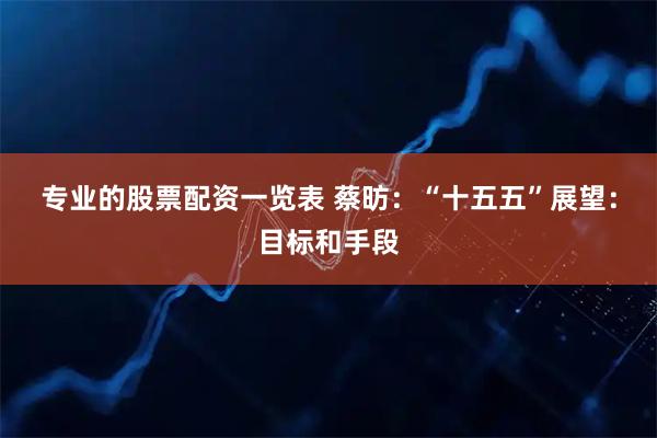 专业的股票配资一览表 蔡昉：“十五五”展望：目标和手段